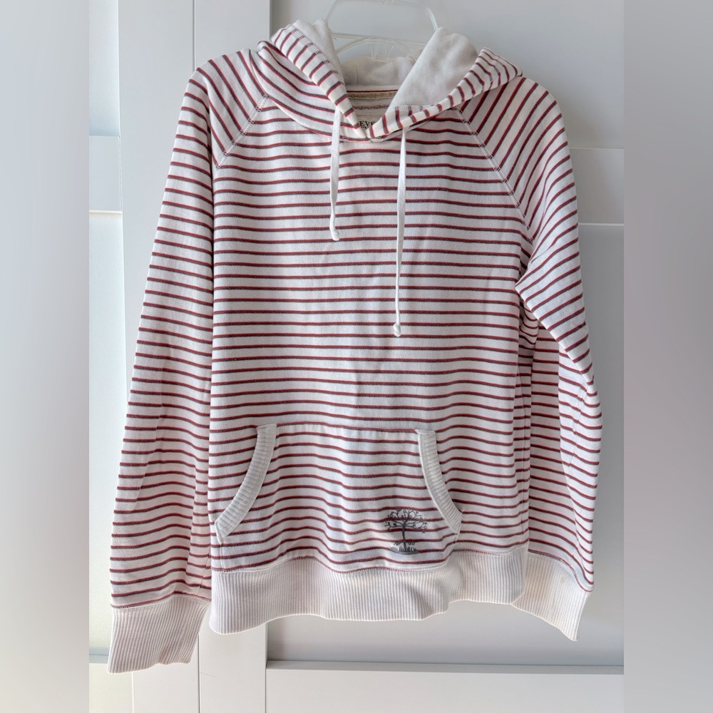 Cream Striped Hoodie